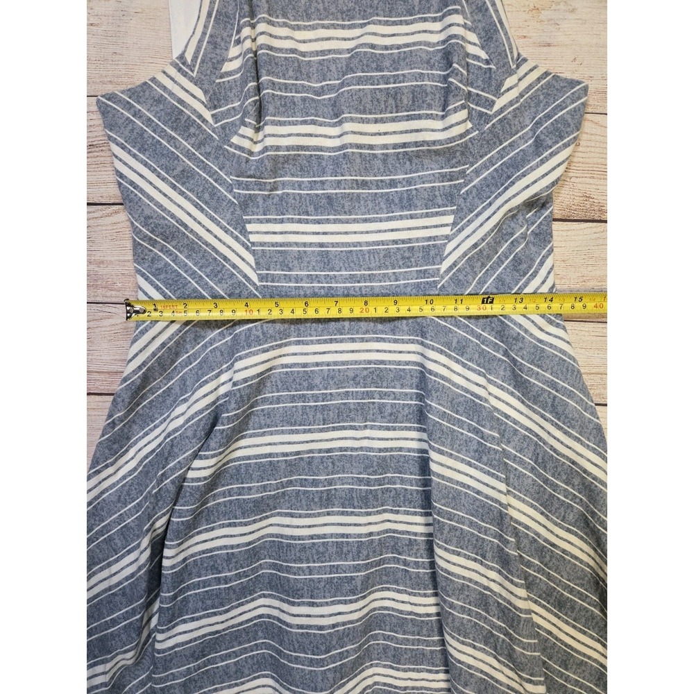 Women's Altar'd State LINEN Dress Flared Sundress KEYHOLE Blue & Cream Size L - Picture 8 of 11